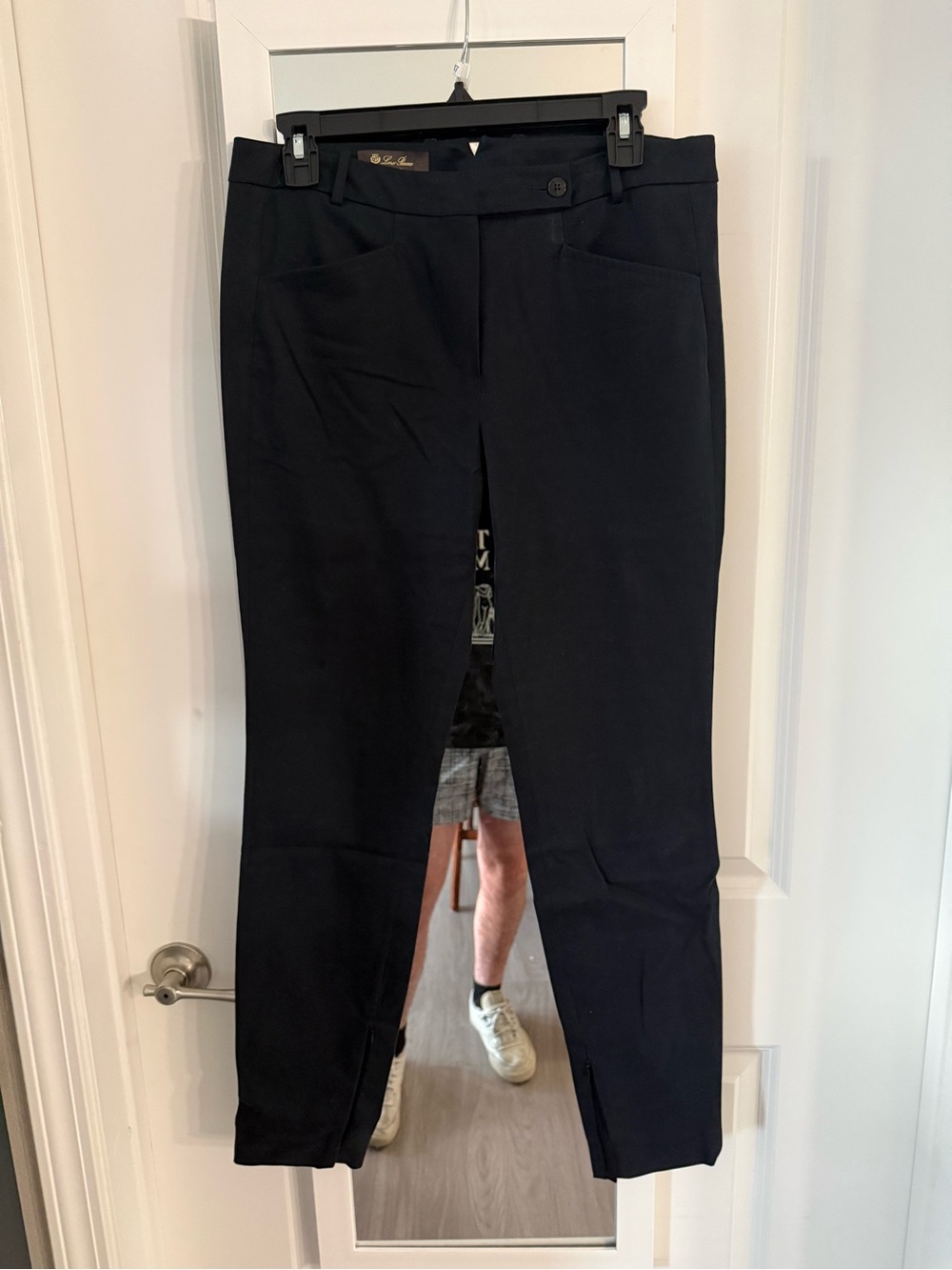 Loro Piana Black Slim Straight Leg Ankle Zip Pants Made in Italy